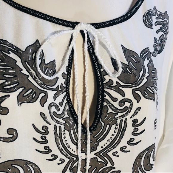 Studio X Gorgeous Tunic White Gray Beads Size M - Picture 7 of 8